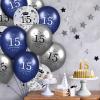 15th Blue Birthday Balloons - 15PCS Navy Blue & Silver Happy Birthday Balloons for Boy or Girl - Latex, Inflatable, Clear Confetti - Indoor/Outdoor Supplies view 2