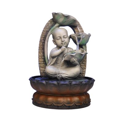 Tabletop Fountains Buddha Fountain Tabletop Water Fountain - Resin Buddha Statue Flowing Water Fountain Tabletop Ornament - for Home Office Decor Desktop Fountain (Color : 1)