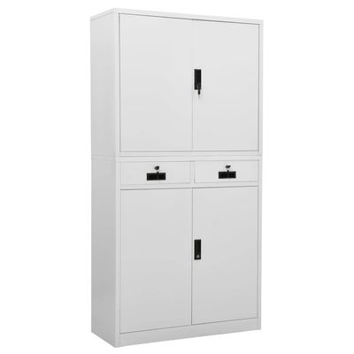 Loibinfen Metal Storage Cabinet with 2 Drawers and 3 Adjustable Shelves, Gray Steel Office Cabinet for Home, Garage, Warehouse 35.4"x15.7"x70.9" (Style A)