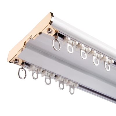 NOIRDA Ceiling Curtain Rod Track with Double Row of Pulley, Heavy Duty Double Curtain Track 1 to 6 Meters, for Bay Windows RV Room Divider Curtain Rail, White(Size:110cm/3.6ft)
