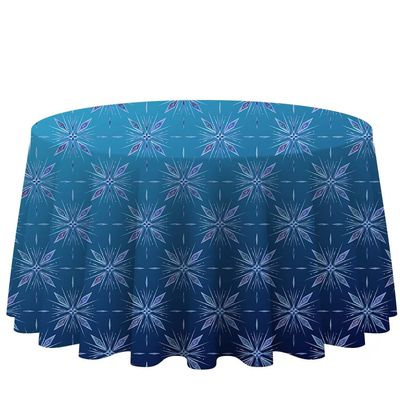 AOSTO Round Table Cover 120inch - Durable Polyester Fabric Washable Table Clothes Cover for Girl Princess Birthday Party,Ice and Snowflake
