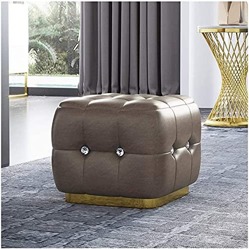 FEHUN Footstool Shoe Changing Stool Household Guest High-Grade Crystal Pull Diamond Square Stool Leather Shoes Bench (Color : Grey)