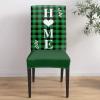 6 Pcs Dining Chair Covers Stretch Spandex Slipcovers Green Buffalo Plaid Heart Quotes St. Patrick's Day Removable Washable Dining Room Seat Cover Cushion Protector for Hotel Classic Black Checker view 4