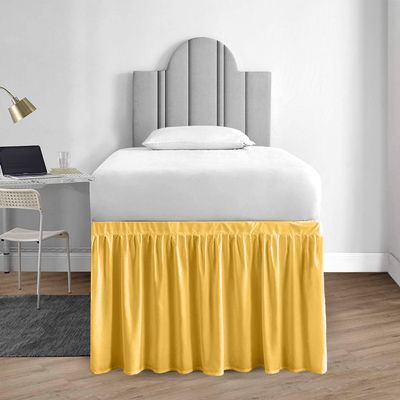 1000 Series College Dorm Room Bedskirts Twin XL Extra Long Ruffled with Split Corner Elegant Design Premium Brushed Microfiber Tailored Drop Easy Care Wrinkle Free - Twin-XL - 56" Drop, Golden