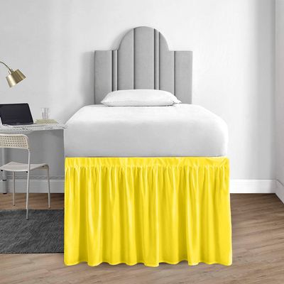 1000 Series College Dorm Room Bedskirts Twin XL Extra Long Ruffled with Split Corner Elegant Design Premium Brushed Microfiber Tailored Drop Easy Care Wrinkle Free - Twin-XL - 56" Drop, Yellow