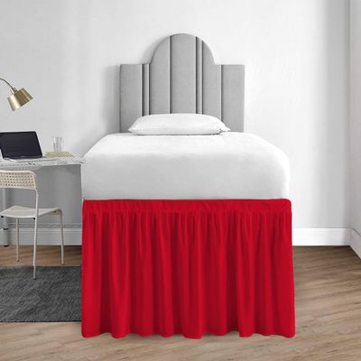 1000 Series College Dorm Room Bedskirts Twin XL Extra Long Ruffled with Split Corner Elegant Design Premium Brushed Microfiber Tailored Drop Easy Care Wrinkle Free - Twin-XL - 50" Drop, Blood Red