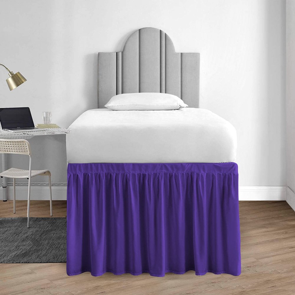 1000 Series College Dorm Room Bedskirts Twin XL Extra Long Ruffled with Split Corner Elegant Design Premium Brushed Microfiber Tailored Drop Easy Care Wrinkle Free - Twin-XL - 42" Drop, Purple