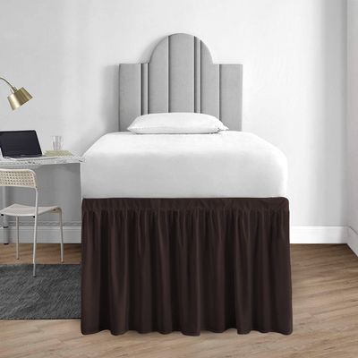 1000 Series College Dorm Room Bedskirts Twin XL Extra Long Ruffled with Split Corner Elegant Design Premium Brushed Microfiber Tailored Drop Easy Care Wrinkle Free - Twin-XL - 52" Drop, Chocolate