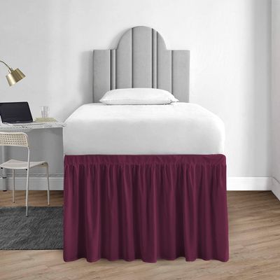 1000 Series College Dorm Room Bedskirts Twin XL Extra Long Ruffled with Split Corner Elegant Design Premium Brushed Microfiber Tailored Drop Easy Care Wrinkle Free - Twin-XL - 44" Drop, Wine