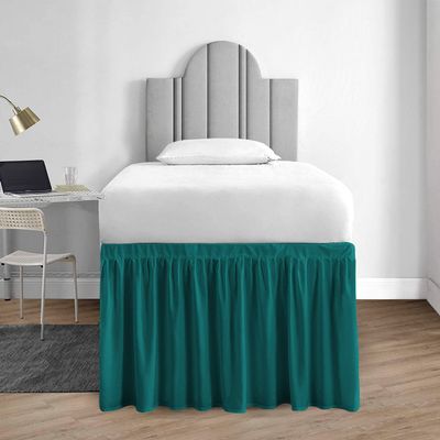1000 Series College Dorm Room Bedskirts Twin XL Extra Long Ruffled with Split Corner Elegant Design Premium Brushed Microfiber Tailored Drop Easy Care Wrinkle Free - Twin-XL - 44" Drop, Teal