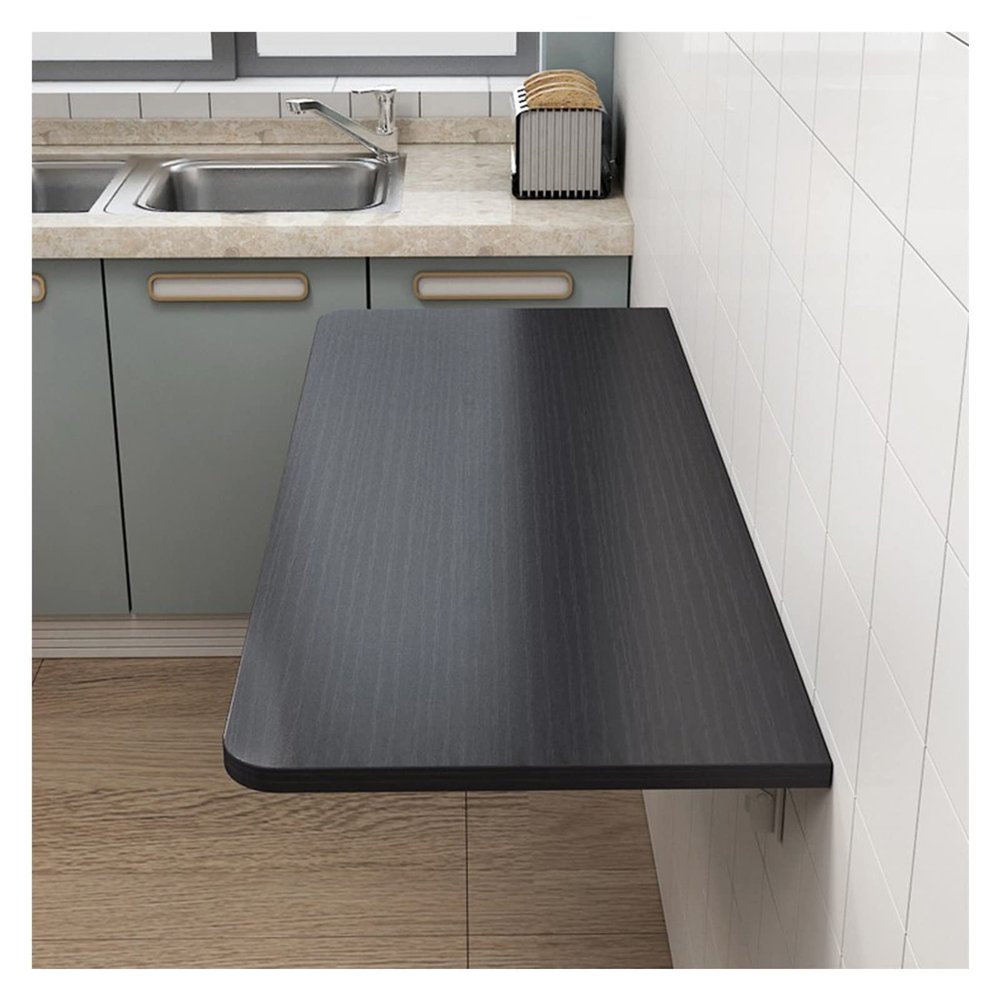 Multi-Function Wall Mounted Folding Table Floating Home Office Laptop Computer Desk Laundry Utility Room Workbench Kitchen Dining Table (Color : Black, Size : 45x80cm)