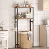 HOOBRO Over The Toilet Storage, 2-Tier freestanding Over the Toilet Storage, Bathroom Organizer Over Toilet with Toilet Paper Holder and Hooks, Space Saver for Room, Rustic Brown and Black BF49TS01 view 1