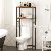 HOOBRO Over The Toilet Storage, 2-Tier freestanding Over the Toilet Storage, Bathroom Organizer Over Toilet with Toilet Paper Holder and Hooks, Space Saver for Room, Rustic Brown and Black BF49TS01 view 3