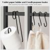 HOOBRO Over The Toilet Storage, 2-Tier freestanding Over the Toilet Storage, Bathroom Organizer Over Toilet with Toilet Paper Holder and Hooks, Space Saver for Room, Rustic Brown and Black BF49TS01 view 4