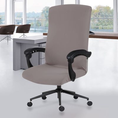 Elastic Computer Chair Cover with Durable Zipper - Protective Removable Washable Universal Office Desk Chair Seat Slip Cover - Stretchy Soft Anti-dust Desk Chair Seat Protector for Dogs, Cats, Pets