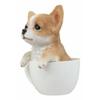 1 Pcs Of Realistic Tan Dog In Teacup Statue 5.75" H view 2