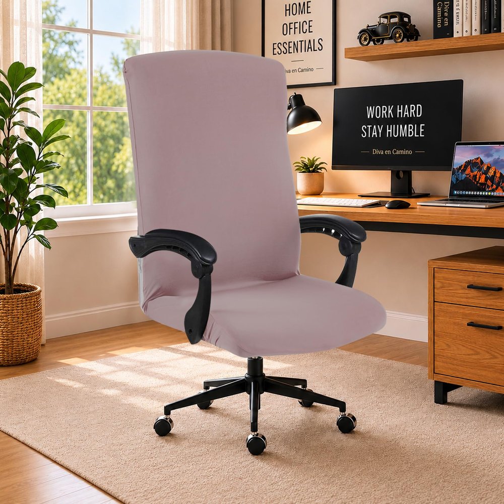 DIVA EN CAMINO DEC Office Chair Cover with Durable Zipper, Soft Stretch Slipcover for Desk, Boss, or High Back Chair