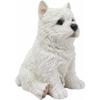 1 Pcs Of Sitting White Puppy Dog Statue 6.75" High view 2