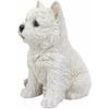 1 Pcs Of Sitting White Puppy Dog Statue 6.75" High view 3