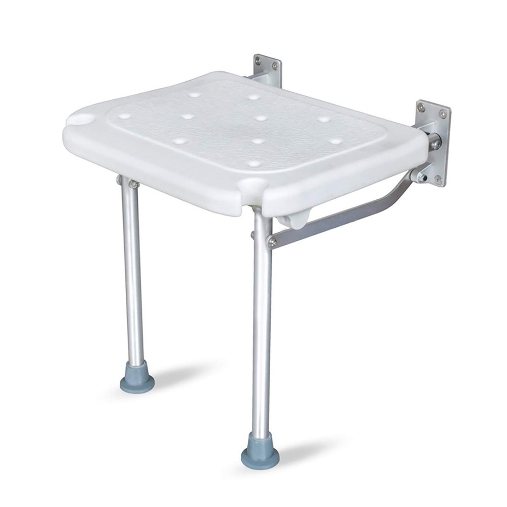 Folding Non-Slip Bath Chair, Shower Stool, Flip-in, Screw-in Bathtub Seat, Wall-Mounted Bathroom Chair and Stool Aid Stool Qf Shop (Color : White)