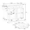 Kitchen Island Cart with Two Storage Cabinets, Rolling Kitchen Island with Drawers Wood Kitchen Serving Cart with Adjustable Shelf, Towel Rack and Spice Rack for Kitchen, Dining Room, White view 3