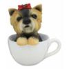 1 Pcs Of Realistic Adorable Dog With Red Ribbon In Teacup Statue 6" H view 1