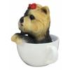 1 Pcs Of Realistic Adorable Dog With Red Ribbon In Teacup Statue 6" H view 2