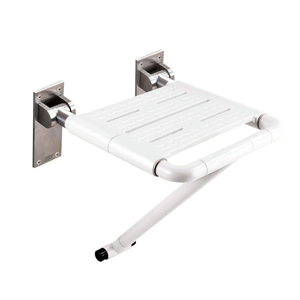 Bathroom Stool,Wall Mounted Shower Seat with Stainless Steel Legs,Folding Nylon Bathroom Bench Shower Stool,for Elderly Disabled and Pregnant,Max Load 200Kg,with Luminous Circle,Wh