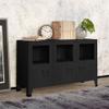loibinfen Industrial Metal Sideboard Storage Cabinet with 3 Doors, Floor Storage Cupboard, Multipurpose Storage Cabinet with Display Shelves for Living Room 41.3"x13.8"x24.4" Black view 1