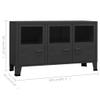 loibinfen Industrial Metal Sideboard Storage Cabinet with 3 Doors, Floor Storage Cupboard, Multipurpose Storage Cabinet with Display Shelves for Living Room 41.3"x13.8"x24.4" Black view 2