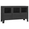 loibinfen Industrial Metal Sideboard Storage Cabinet with 3 Doors, Floor Storage Cupboard, Multipurpose Storage Cabinet with Display Shelves for Living Room 41.3"x13.8"x24.4" Black view 3