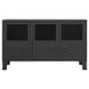 loibinfen Industrial Metal Sideboard Storage Cabinet with 3 Doors, Floor Storage Cupboard, Multipurpose Storage Cabinet with Display Shelves for Living Room 41.3"x13.8"x24.4" Black view 4