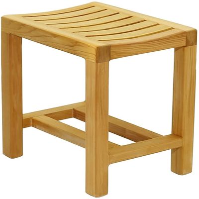 GOODBZ Bathroom stools Shower Bench Wood 2 Tiers Bathroom Stools Foot Rest Shaving Stool with Non-Slip Feet +Storage Shelf, Organizer for Shampoo, Towels Shoes Bathroom Stools (Size : 42x