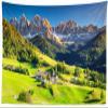 BELECO European Alps Mountains Wall Tapestry 92x70 Inch Swiss Mountains Tapestry Green Forest Grassland Hills Village Mountain Nature Landscape Tapestry Home Decor for Bedroom Living Room Dorm view 1