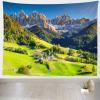 BELECO European Alps Mountains Wall Tapestry 92x70 Inch Swiss Mountains Tapestry Green Forest Grassland Hills Village Mountain Nature Landscape Tapestry Home Decor for Bedroom Living Room Dorm view 2