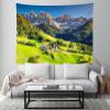 BELECO European Alps Mountains Wall Tapestry 92x70 Inch Swiss Mountains Tapestry Green Forest Grassland Hills Village Mountain Nature Landscape Tapestry Home Decor for Bedroom Living Room Dorm view 3