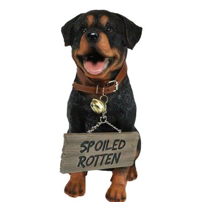 1 Pcs Of Guest Welcome Realistic Dog With Jingle Collar Sign Decor Statue 13" H