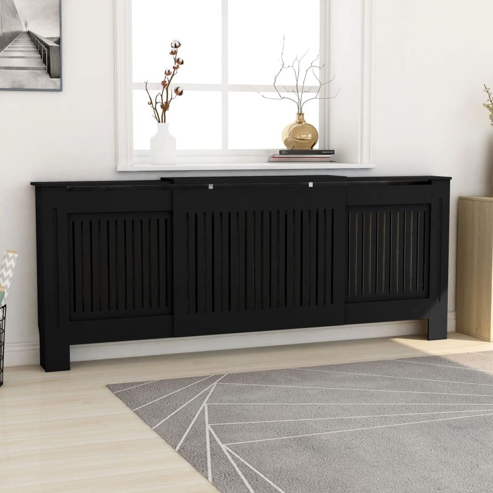 loibinfen Black Radiator Cover MDF Heating Radiator Cabinet Living Room Furniture Decor, 80.7"x8.1"x32.1", Vertical Design