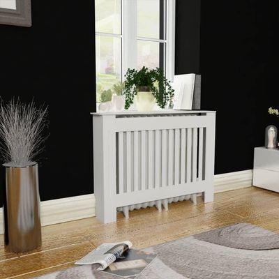loibinfen White Radiator Cover MDF Heating Radiator Cabinet Living Room Furniture Decor, 44.1"x7.5"x32.1", Vertical Design