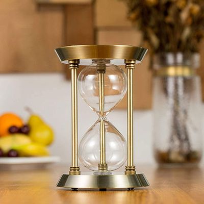 Hourglass Sandglass Clock,Hourglass Sand Timer, Self-loading Sand Determines The Hourglass Time Brass Tone Metal 360 Rotating Large Antique Sand Clock Creative Toy (Size : 10.5 * 17cm)