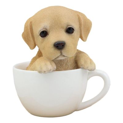 1 Pcs Of Realistic Adorable Puppy Teacup Statue 5.5" Tall Pet Pal