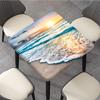 Meetfeb Summer Ocean Wave Square Fitted Tablecloth, Hawaii Seashore Sunrise Sunset Elastic Edge Table Cover, Wrinkle Resistant Decor Cloth, for Holiday Party Banquet Dinner, Fits 36x36 Inch view 3