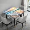 Meetfeb Summer Ocean Wave Square Fitted Tablecloth, Hawaii Seashore Sunrise Sunset Elastic Edge Table Cover, Wrinkle Resistant Decor Cloth, for Holiday Party Banquet Dinner, Fits 36x36 Inch view 4