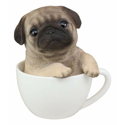 1 Pcs Of Realistic Adorable Dog Teacup Statue 5.5" Tall Pet Pal Puppy Figurine