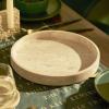 PHINILUX Travertine Marble Vanity Tray, Round Ottoman Tray Minimalist Modern Decorative & Fruit Serving Plate for Bathroom, Kitchen, Nightstand, Coffee Table Decor, Jewelry Ring Dish Holder, Beige view 4