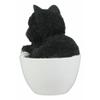 1 Pcs Of Lifelike Black and White Cat In Teacup Pet Pal Statue With Glass Eyes view 3