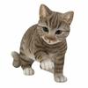 1 Pcs Of Lifelike Pawing Grey Cat Statue 13.75" Long With Glass Eyes view 1