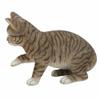 1 Pcs Of Lifelike Pawing Grey Cat Statue 13.75" Long With Glass Eyes view 2