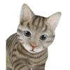 1 Pcs Of Lifelike Pawing Grey Cat Statue 13.75" Long With Glass Eyes view 4