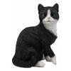1 Pcs Of Lifelike Sitting Black And White Cat With Paw Up Statue 10.25" Tall view 1